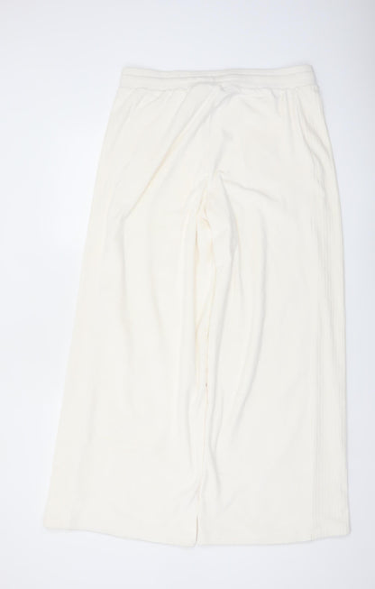 Marks and Spencer Womens Ivory Size 14 Fleece Wide-Leg Sweatpants
