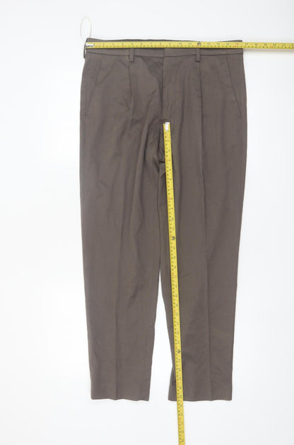Marks and Spencer Men's Brown 32in Pleated Dress Pants