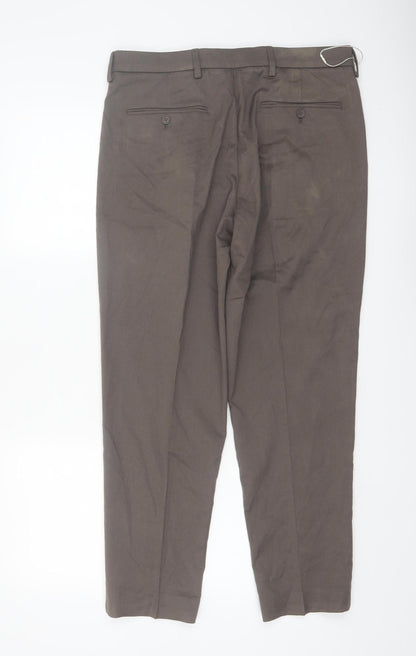 Marks and Spencer Men's Brown 32in Pleated Dress Pants