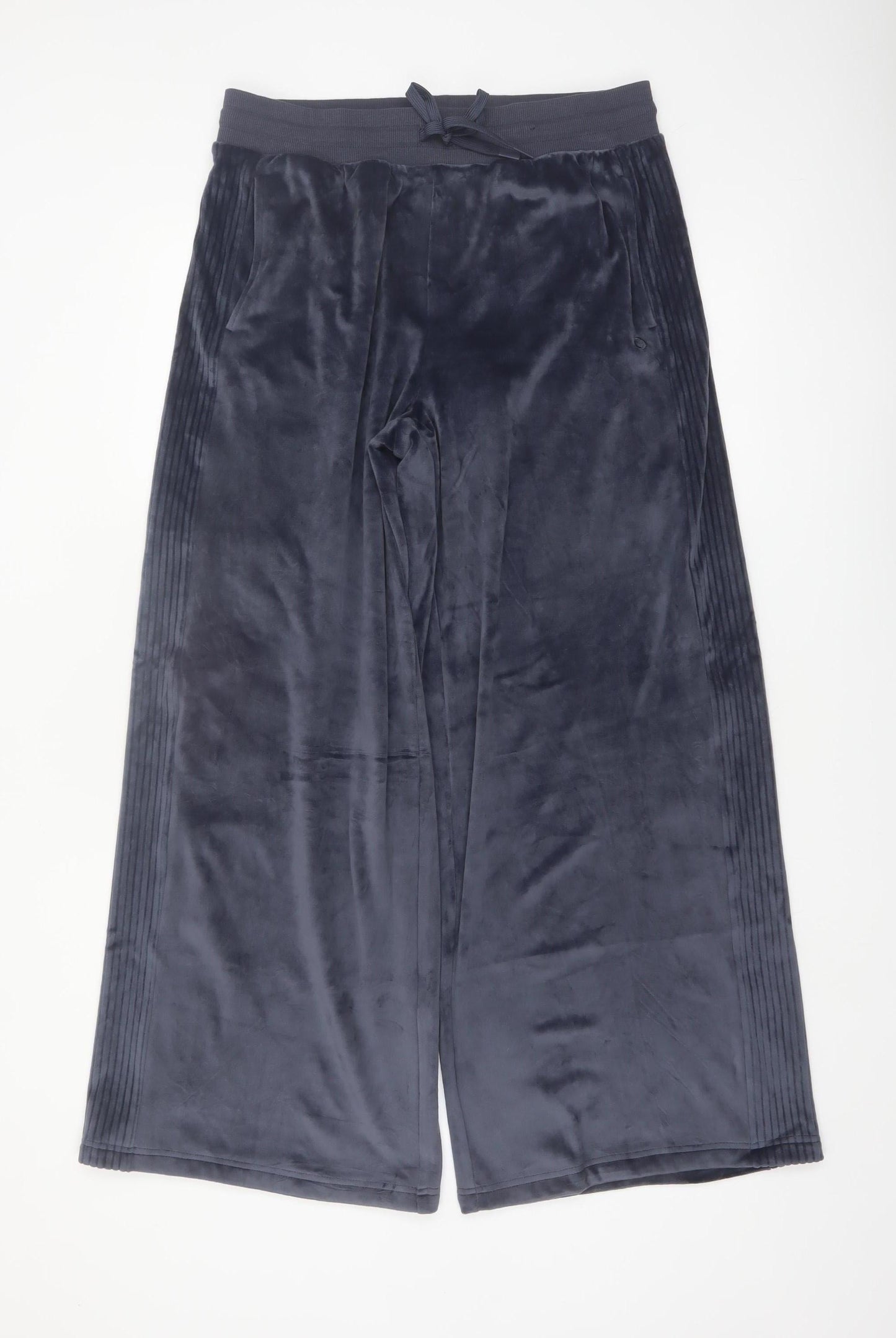 Marks and Spencer Goodmove Women Navy Wide-Leg Velour Trousers Size 14