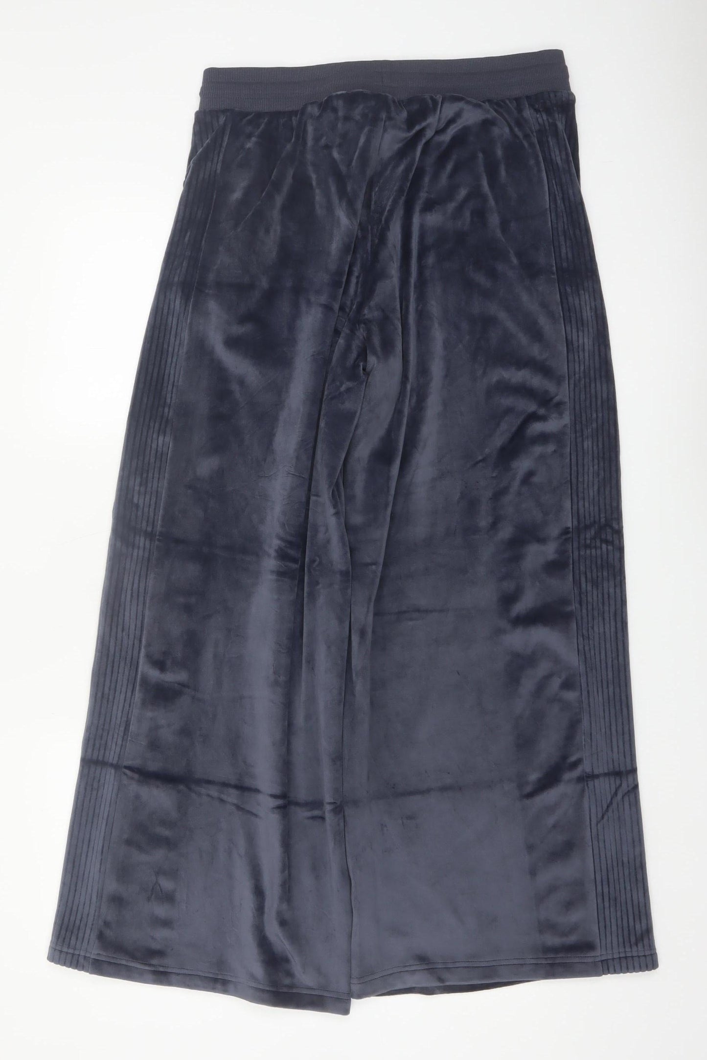 Marks and Spencer Goodmove Women Navy Wide-Leg Velour Trousers Size 14