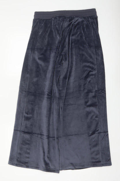 Marks and Spencer Goodmove Women Navy Wide-Leg Velour Trousers Size 14