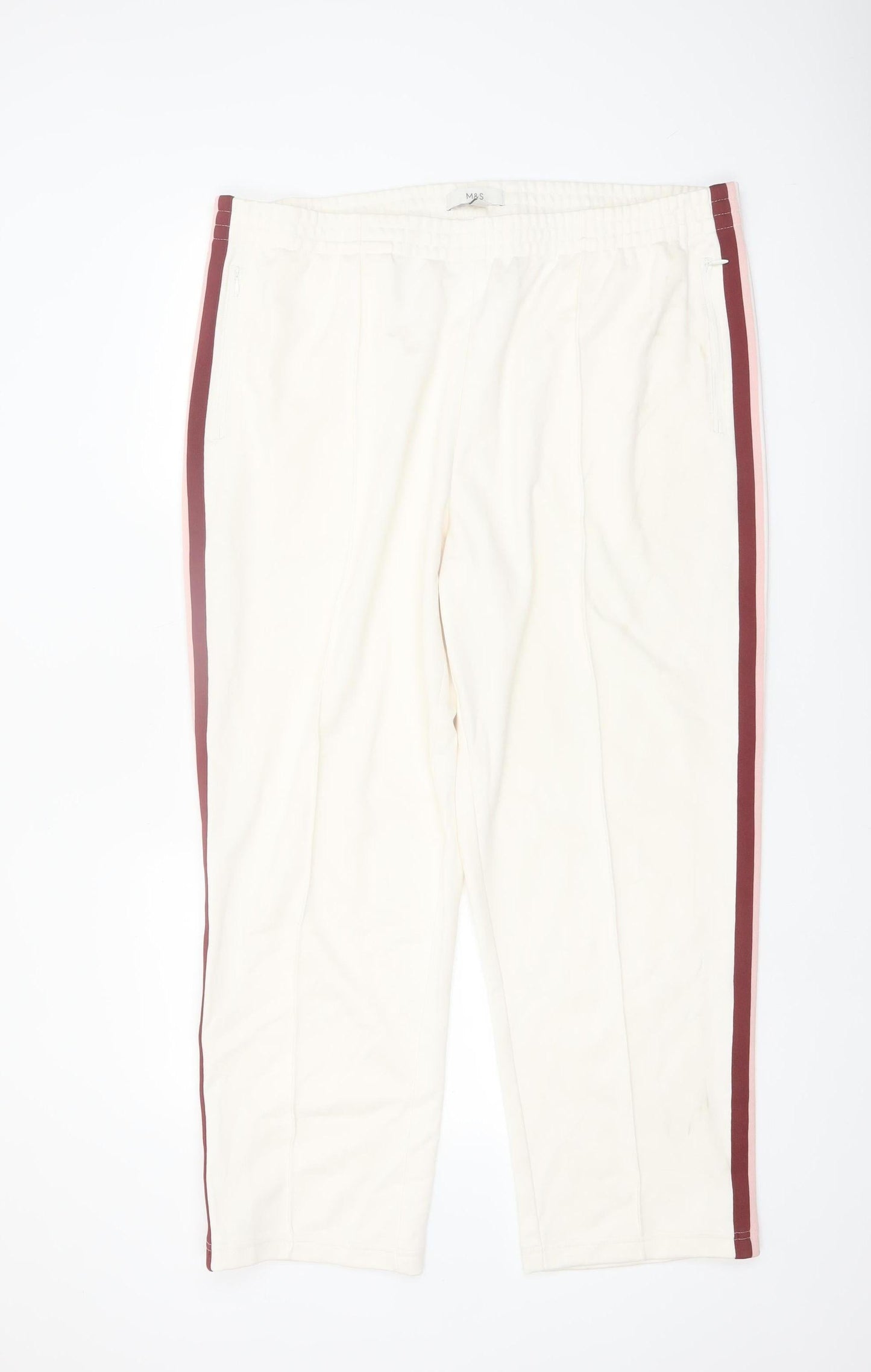 Marks and Spencer Women's Ivory Jogger Trousers Size 20 Short