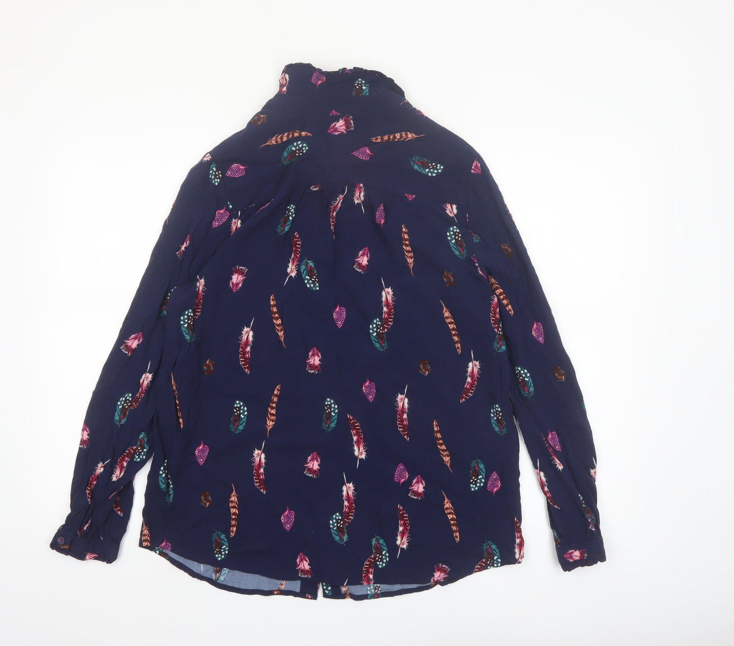 Joules Women’s Blue Feather Print Long Sleeve Tunic Blouse Size 14