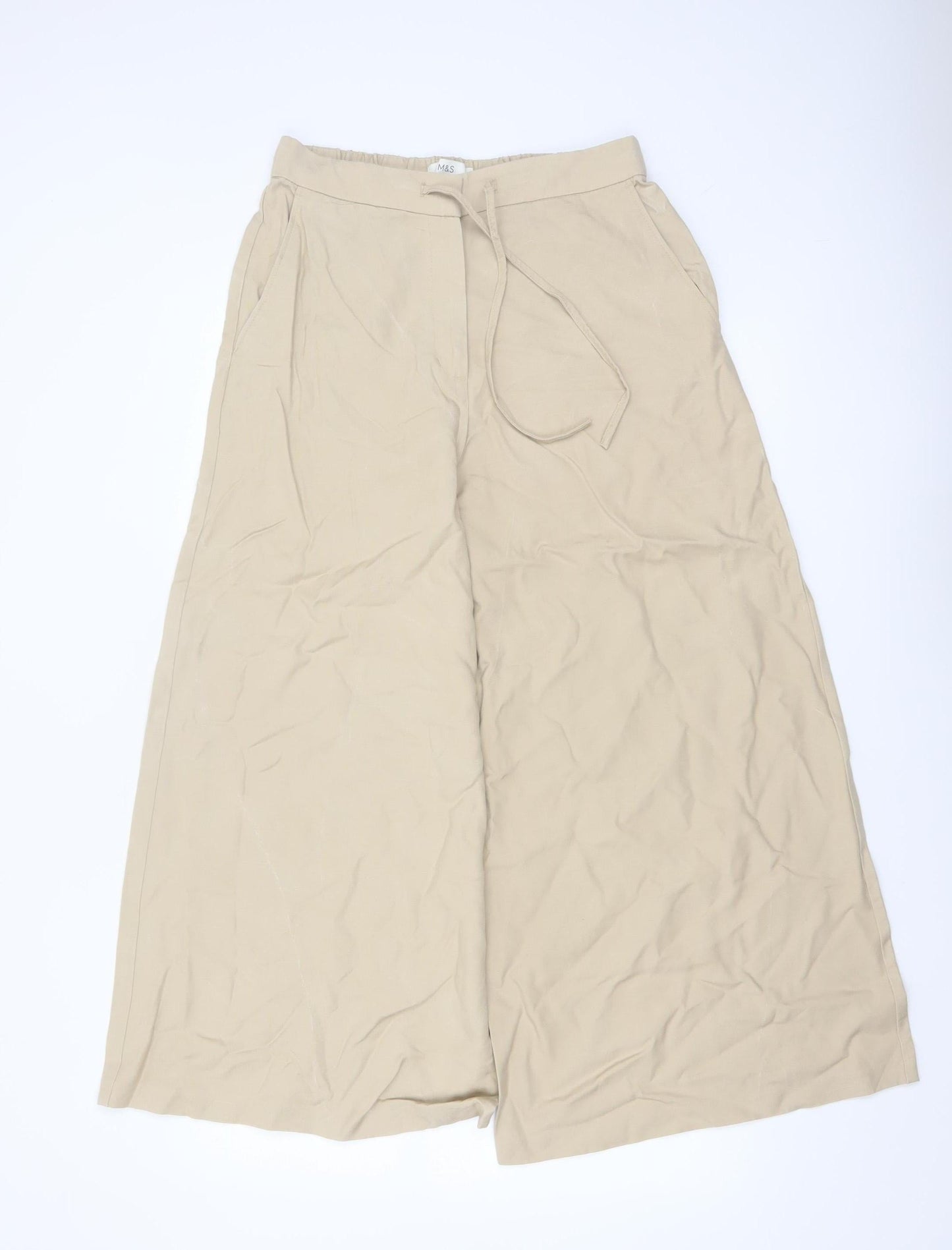 Marks and Spencer Women’s Beige Wide-Leg Culottes Trousers Size 10 Short