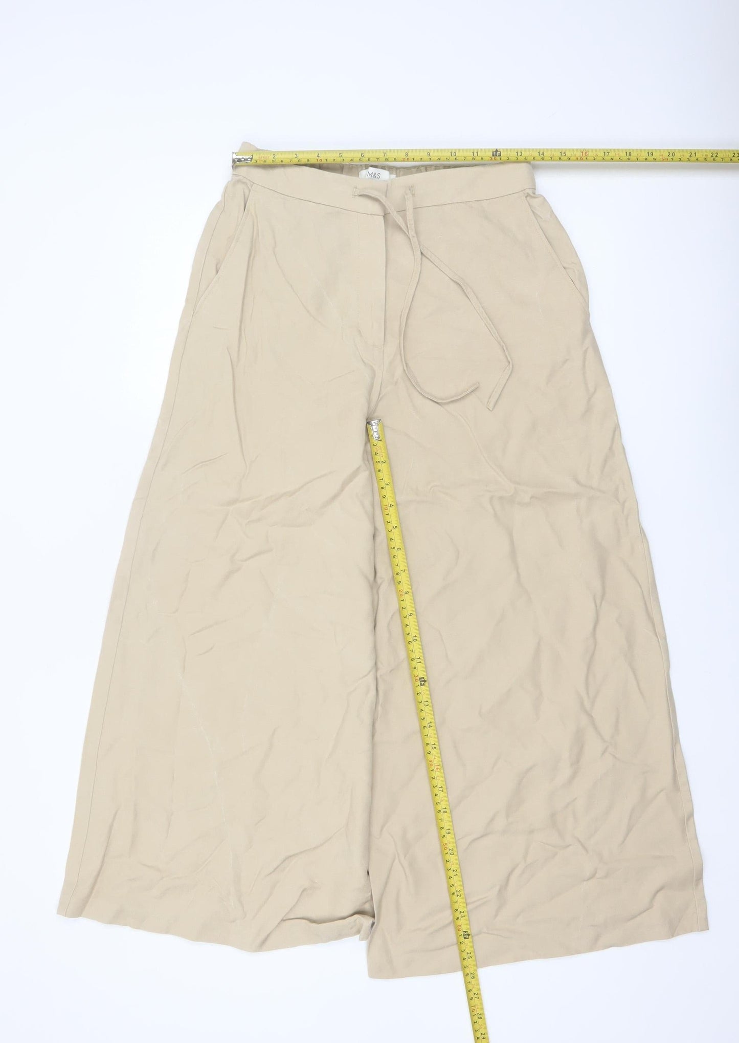 Marks and Spencer Women’s Beige Wide-Leg Culottes Trousers Size 10 Short
