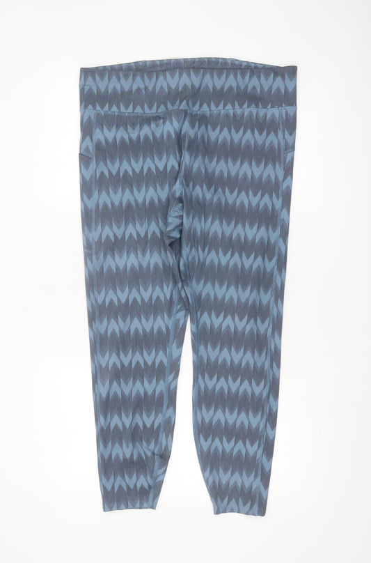 Marks and Spencer Women Blue Patterned Goodmove Leggings Size 18