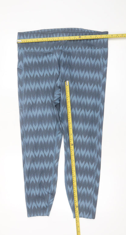 Marks and Spencer Women Blue Patterned Goodmove Leggings Size 18