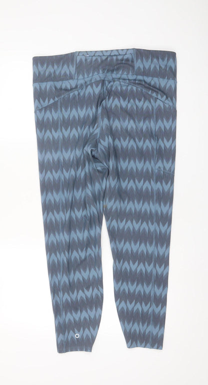 Marks and Spencer Women Blue Patterned Goodmove Leggings Size 18