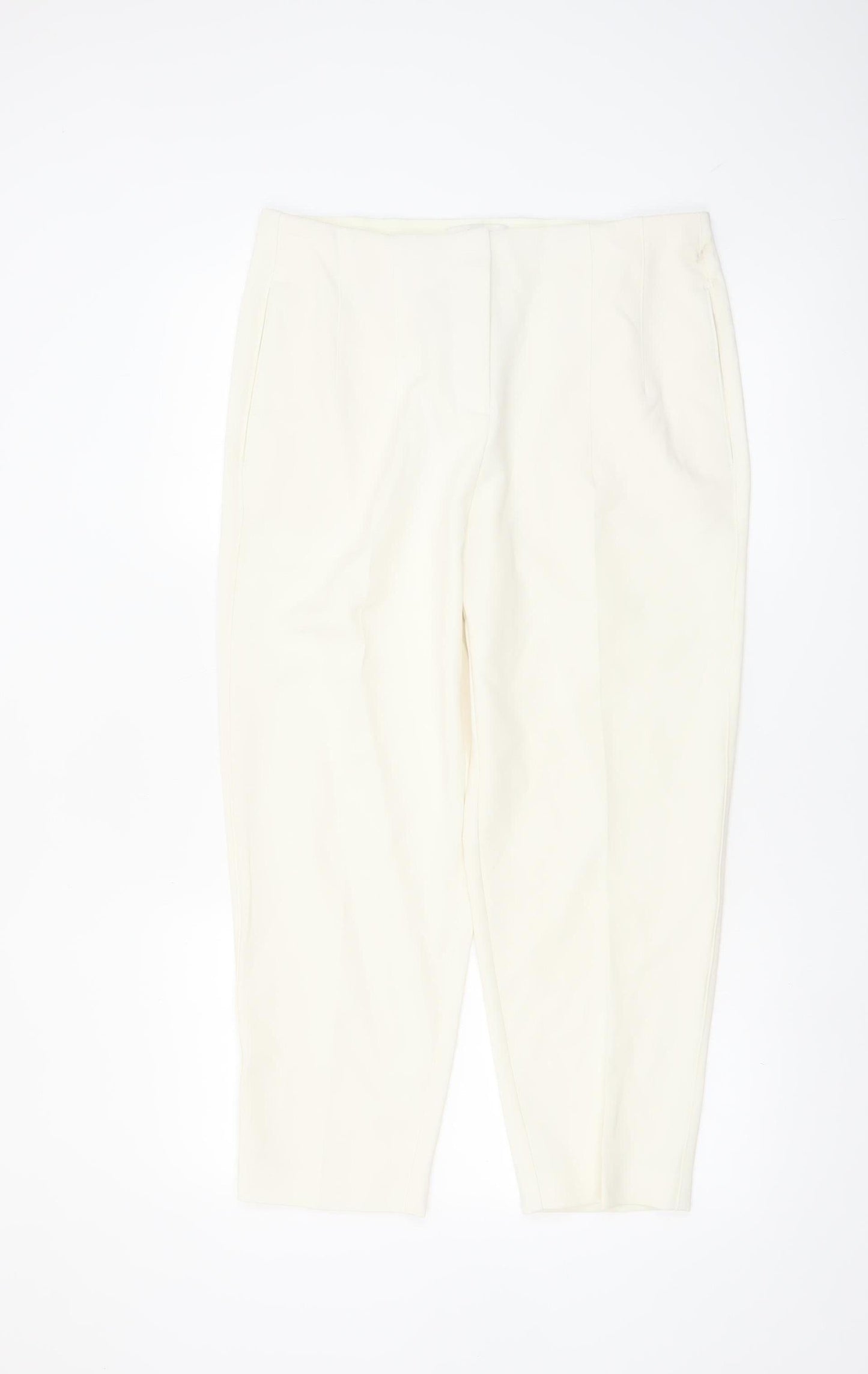 Marks and Spencer Women’s Ivory Tapered Trousers Size 14 Short