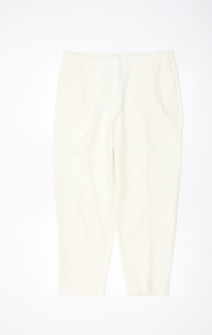 Marks and Spencer Women’s Ivory Tapered Trousers Size 14 Short