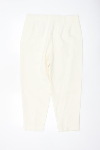 Marks and Spencer Women’s Ivory Tapered Trousers Size 14 Short