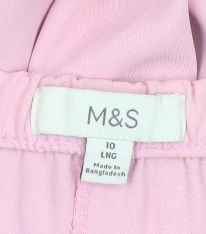 Marks and Spencer Women’s Pink Wide-Leg Crepe Trousers Size 10 Long
