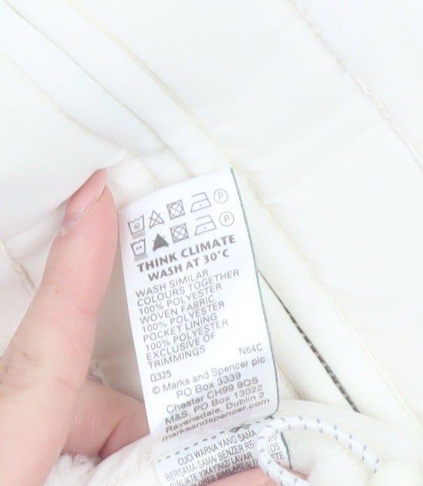 Marks and Spencer Women’s Ivory Puffer Jacket Size 16 Zip Front