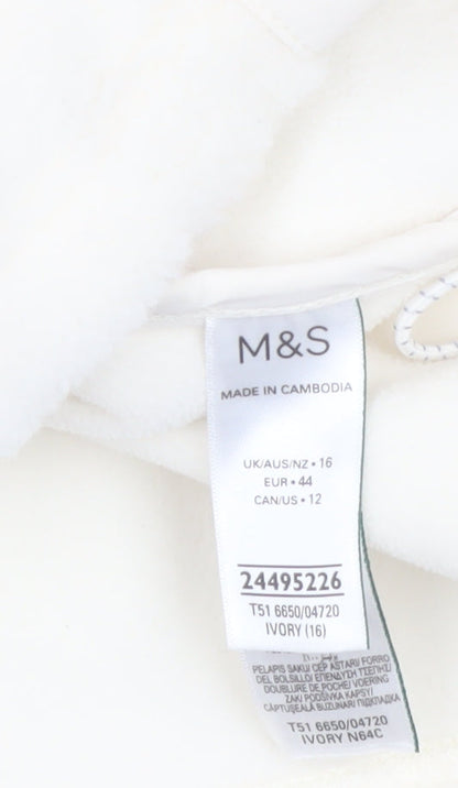 Marks and Spencer Women’s Ivory Puffer Jacket Size 16 Zip Front