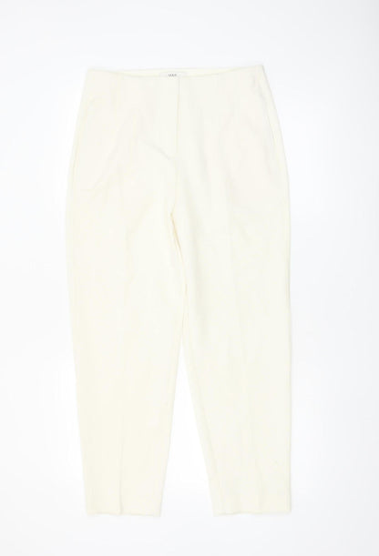 Marks and Spencer Women Ivory Regular Fit Tapered Trousers Size 10