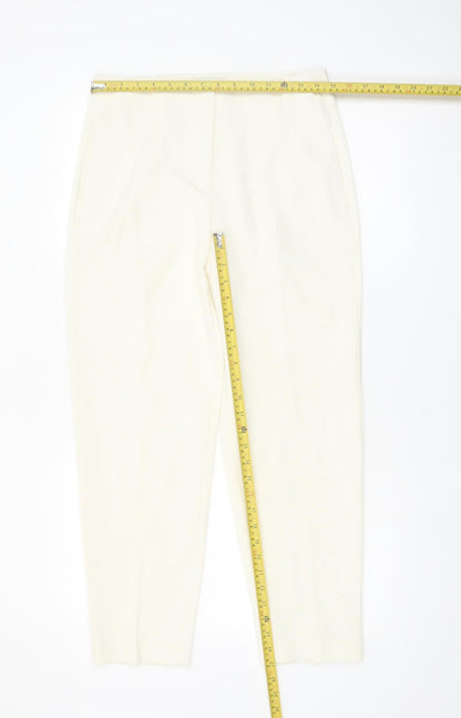 Marks and Spencer Women Ivory Regular Fit Tapered Trousers Size 10