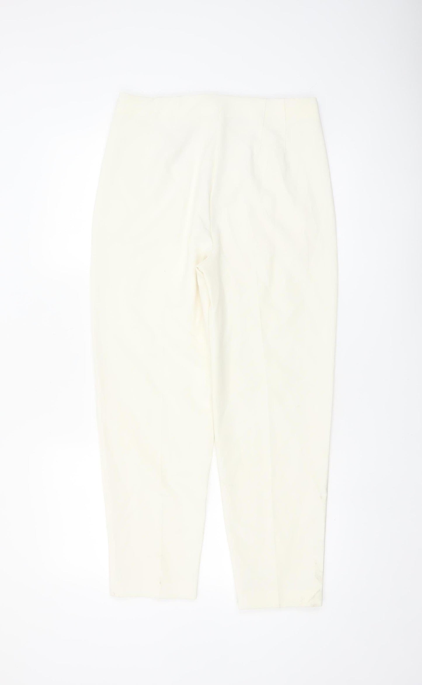 Marks and Spencer Women Ivory Regular Fit Tapered Trousers Size 10