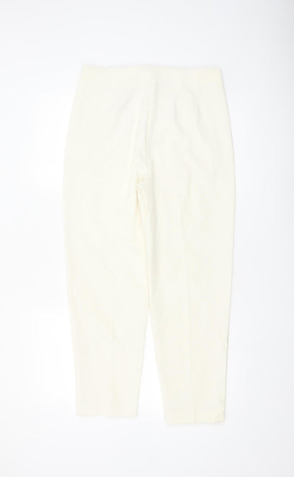 Marks and Spencer Women Ivory Regular Fit Tapered Trousers Size 10