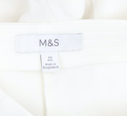 Marks and Spencer Women Ivory Regular Fit Tapered Trousers Size 10