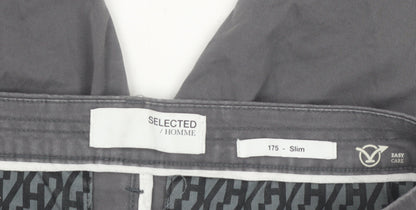 Selected Homme Men's Grey Slim Fit Chino Trousers Size M