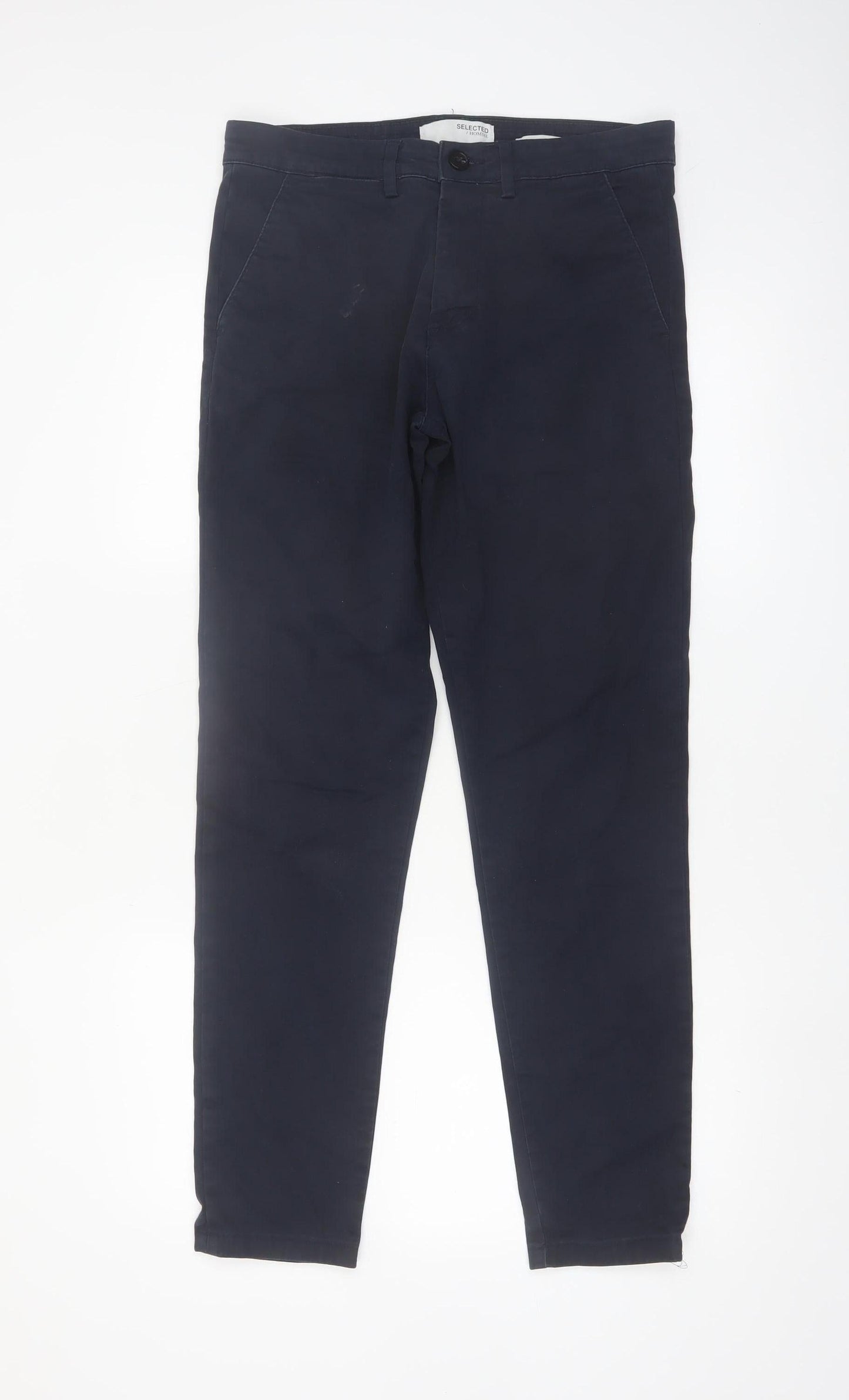 SELECTED HOMME Men's Blue Slim Fit Chino Trousers Size M