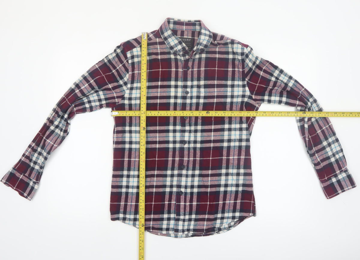 Primark Men's Multicoloured Check Cotton Flannel Shirt S Regular Fit