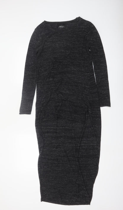 Zara Women Black Knit Slim Fit Long Sleeve Pullover Jumper S