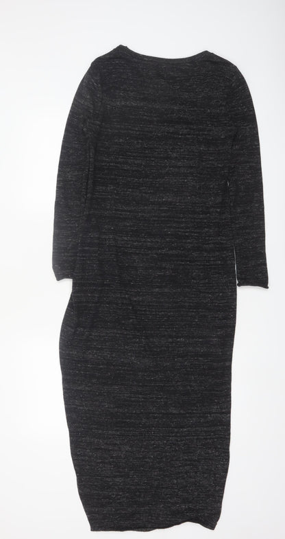 Zara Women Black Knit Slim Fit Long Sleeve Pullover Jumper S