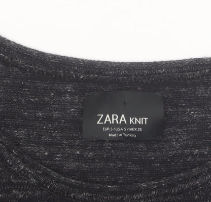 Zara Women Black Knit Slim Fit Long Sleeve Pullover Jumper S
