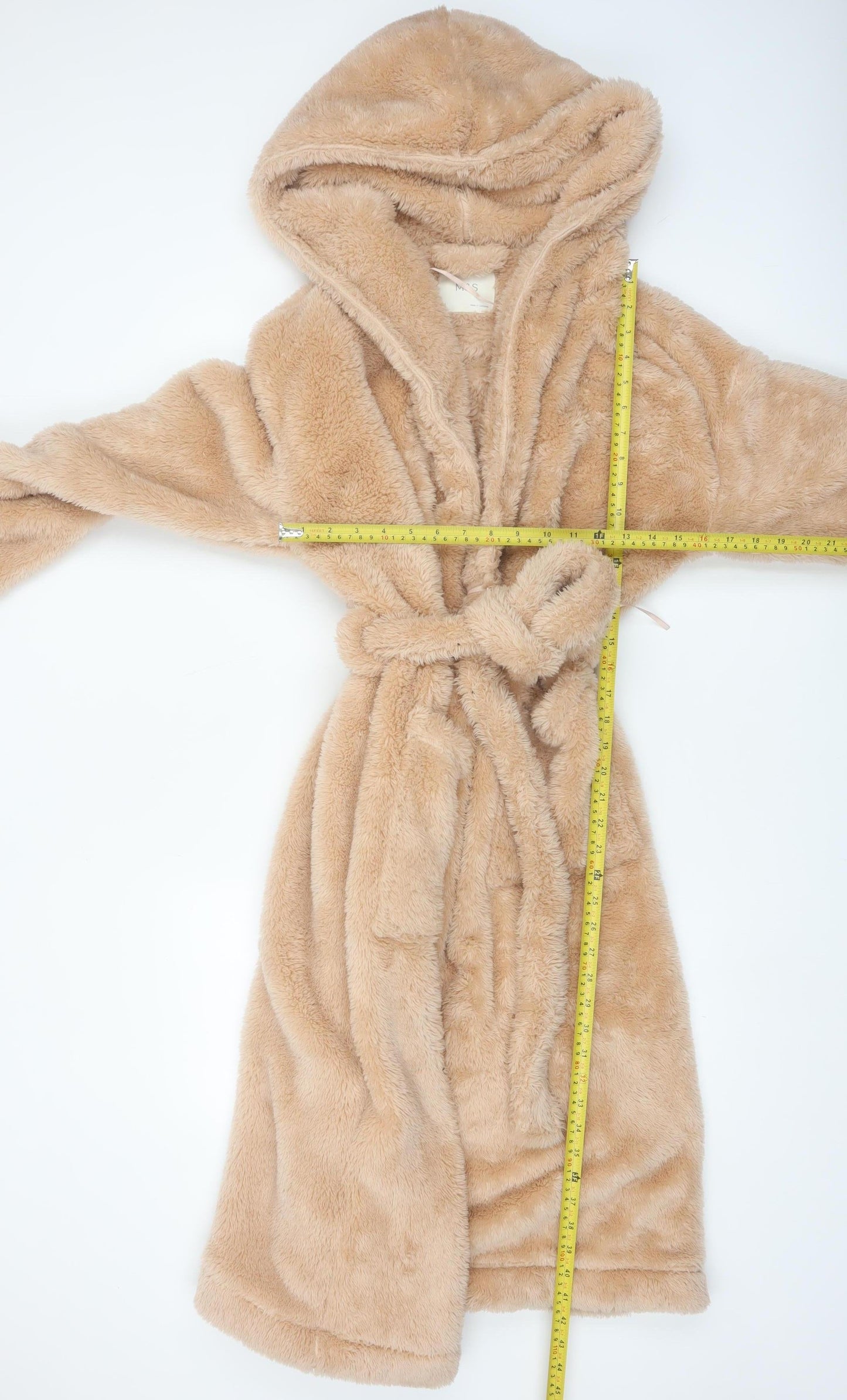 Marks and Spencer Women Beige Fleece Hooded Robe M Winter