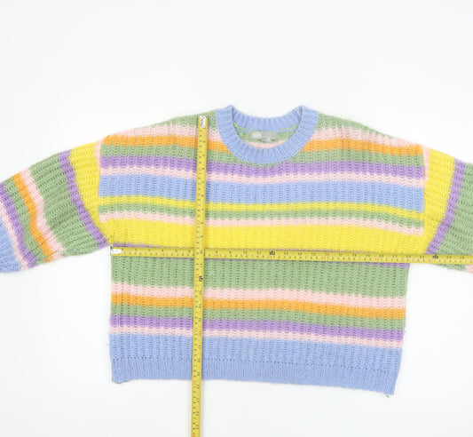 ASOS Women’s Multicoloured Striped Chunky-Knit Jumper Size 8