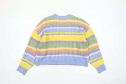 ASOS Women’s Multicoloured Striped Chunky-Knit Jumper Size 8