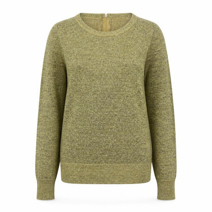 ASOS Women Gold Metallic Knit Jumper Size 12 Round Neck Long Sleeve