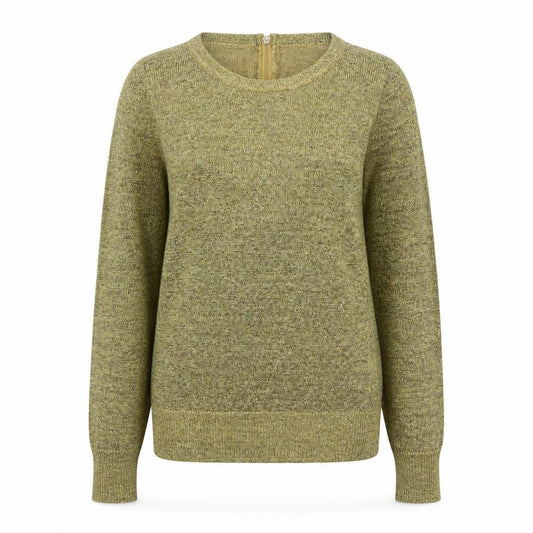 ASOS Women Gold Metallic Knit Jumper Size 12 Round Neck Long Sleeve