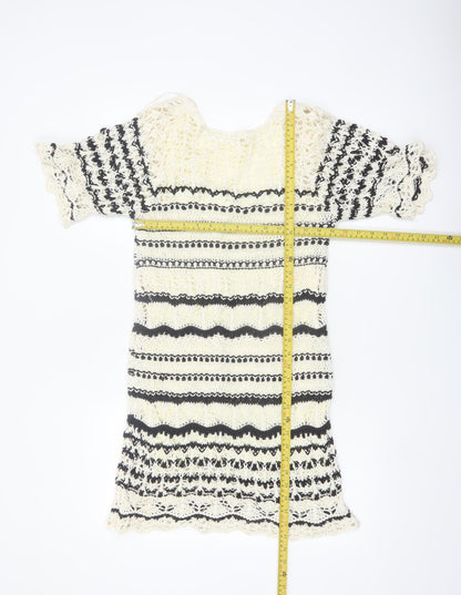 Zara Women’s Black & White Crochet Knit Short Dress XS