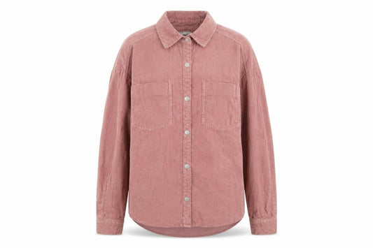 Zara Women Pink Corduroy Button-Up Shirt XS