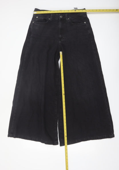 Marks and Spencer Women's Black Wide-Leg Jeans Size 12 Short