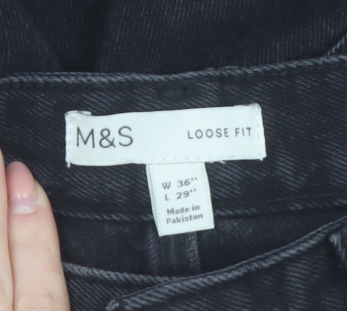Marks and Spencer Men's Black Loose Fit Jeans 36W 29L Denim