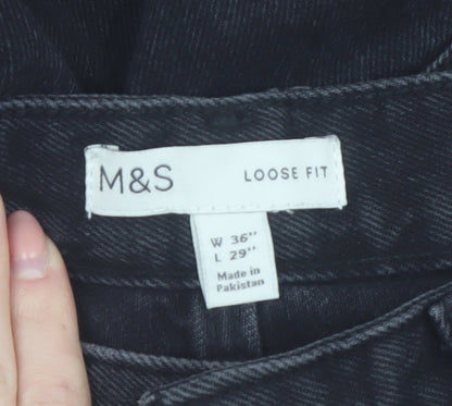 Marks and Spencer Men's Black Loose Fit Jeans 36W 29L Denim