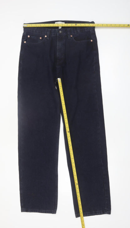Marks and Spencer Men's Blue Relaxed Straight Jeans W32 L33