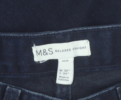 Marks and Spencer Men's Blue Relaxed Straight Jeans W32 L33