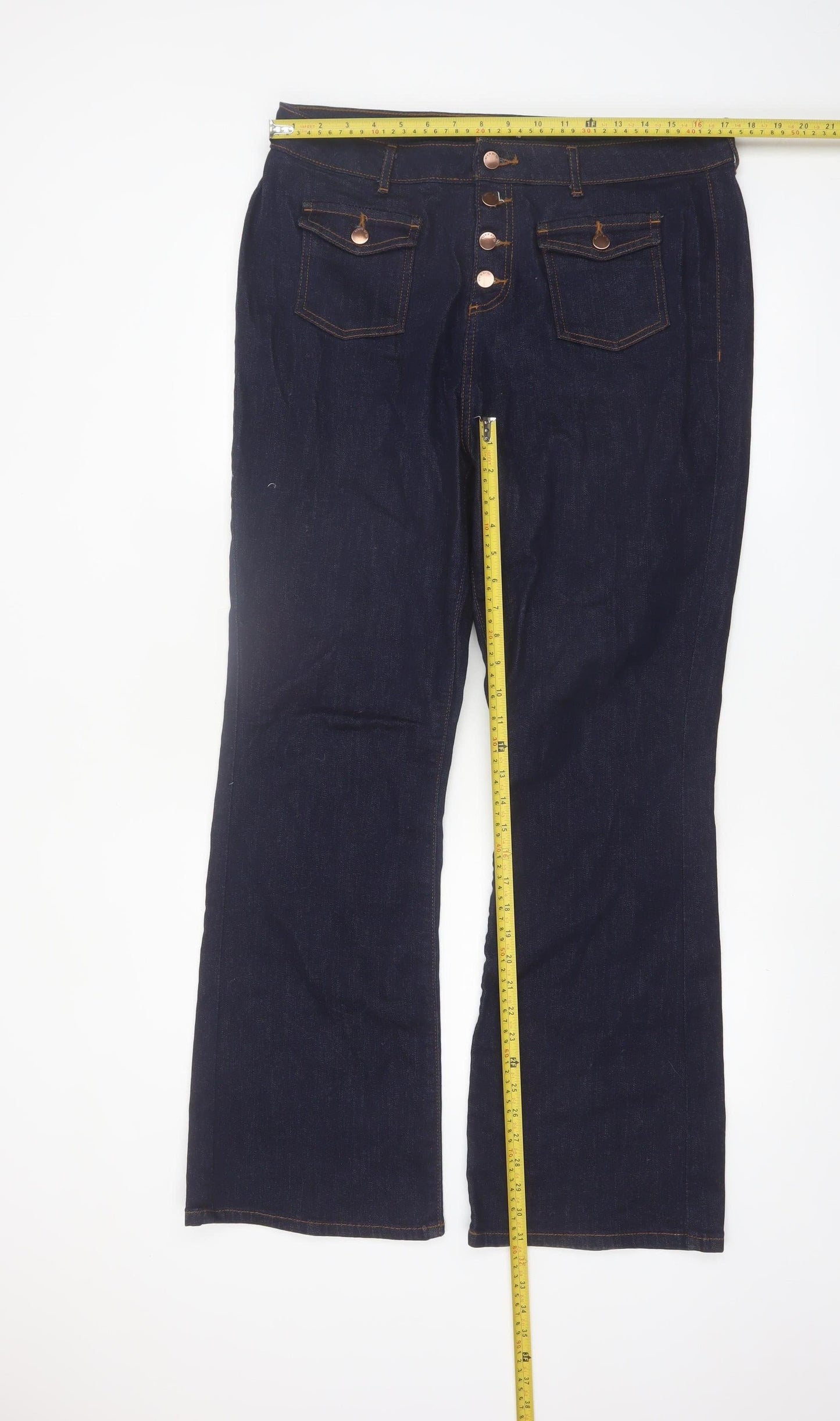 Tu Women’s Dark Blue Bootcut Jeans Size 16 High Rise Denim