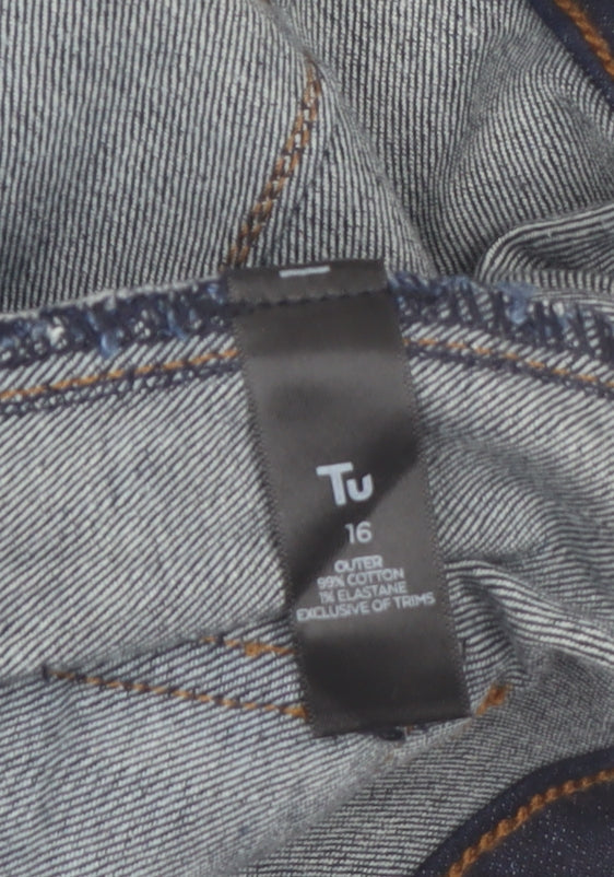 Tu Women’s Dark Blue Bootcut Jeans Size 16 High Rise Denim
