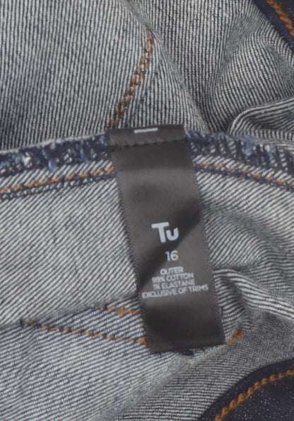 Tu Women’s Dark Blue Bootcut Jeans Size 16 High Rise Denim