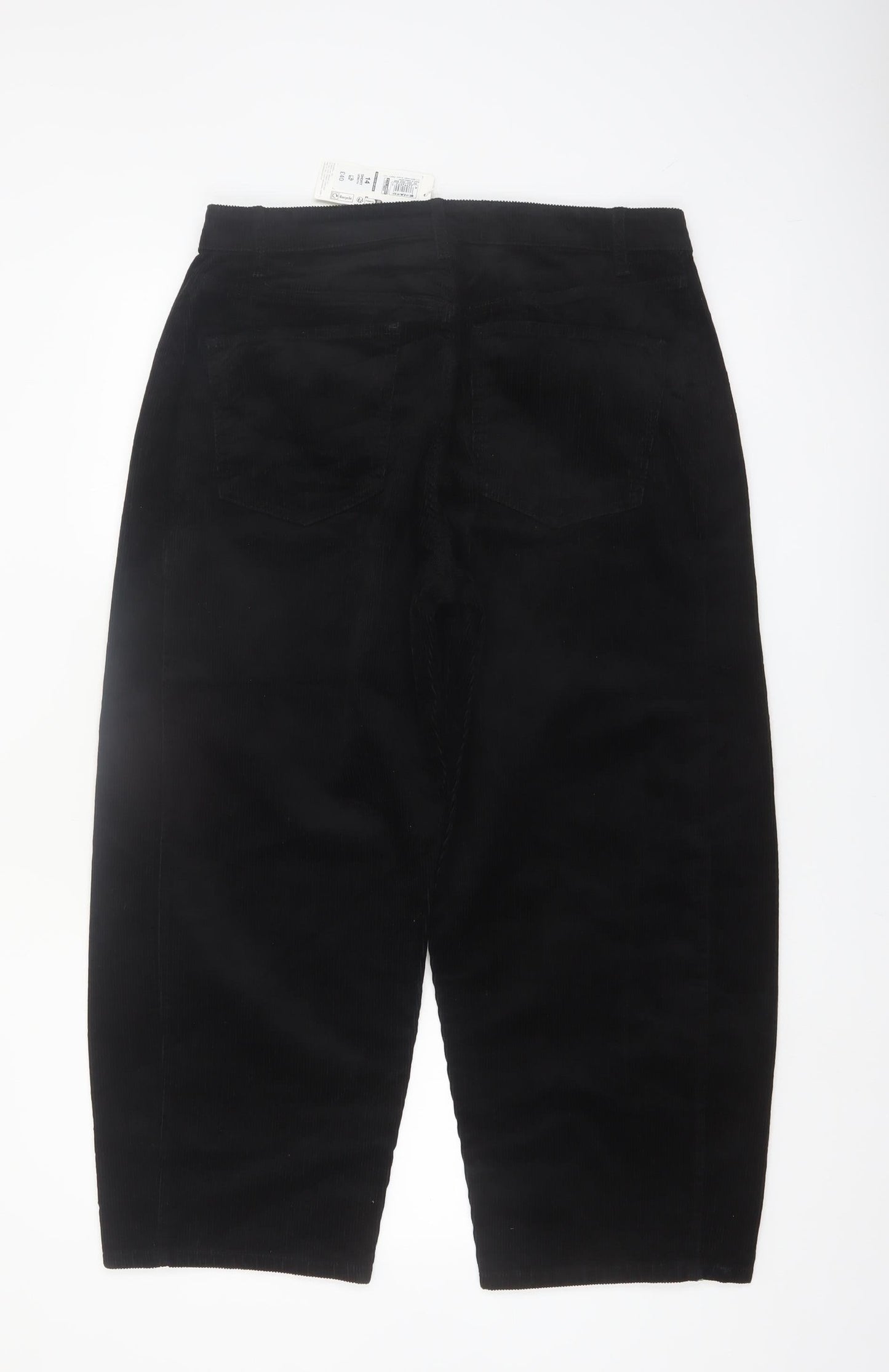 Marks and Spencer Women's Black Corduroy Tapered Trousers Size 14