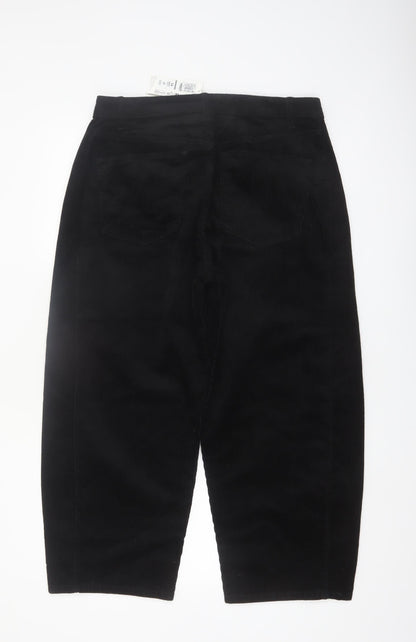 Marks and Spencer Women's Black Corduroy Tapered Trousers Size 14