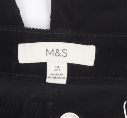 Marks and Spencer Women's Black Corduroy Tapered Trousers Size 14