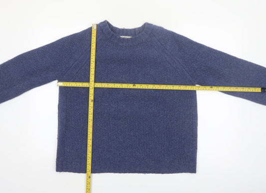 WoolOvers Womens Blue Pure Wool Chunky Knit Jumper Size M