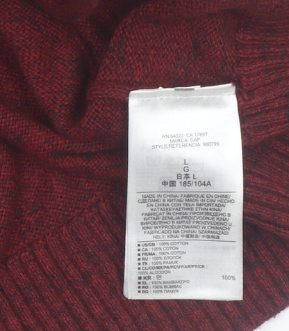 GAP Men's Red Cotton Crew Neck Pullover Jumper Size L
